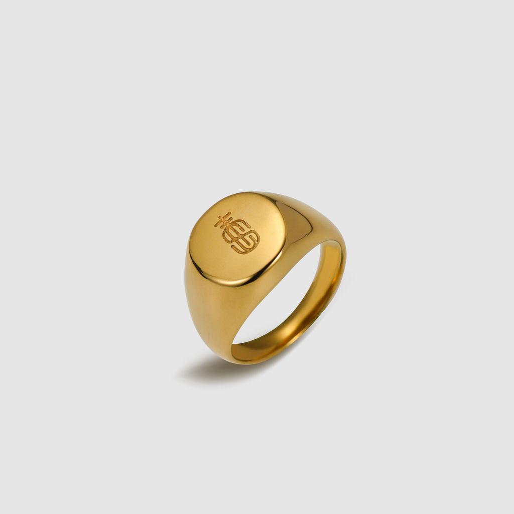 Cross Staff Gold Signet Ring