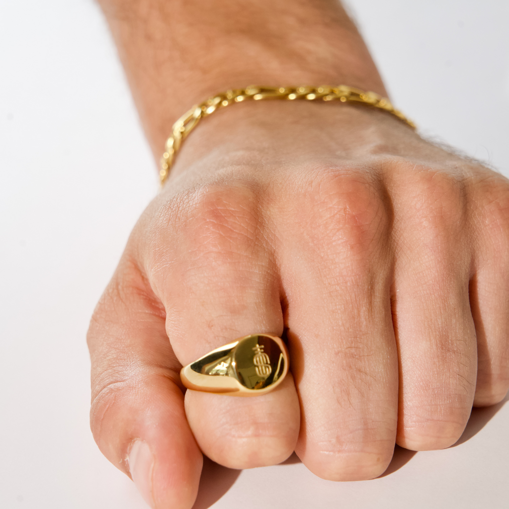 Cross Staff Gold Signet Ring